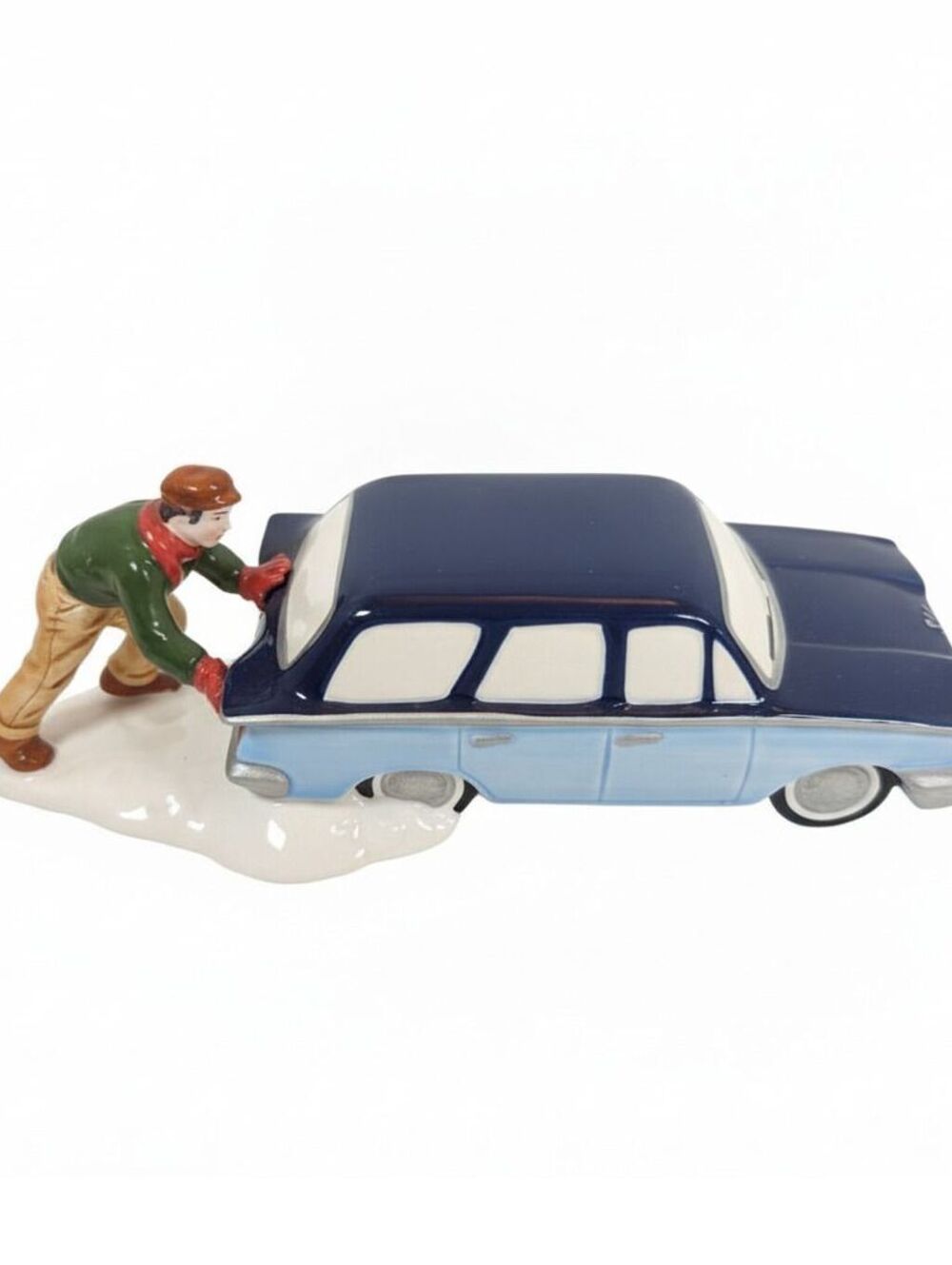 Dept. 56 Snow Village Accessory Stuck In The Snow Single Car with Man